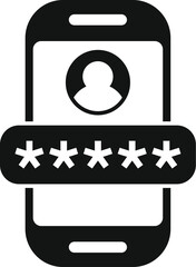 Poster - Black glyph icon of smartphone being unlocked with password
