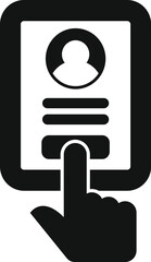 Poster - Hand is selecting a profile on a digital tablet, in black and white
