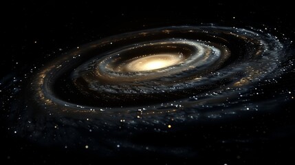 Wall Mural - A spiral galaxy with a bright yellow spot in the center