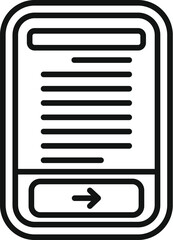 Sticker - Icon of a smartphone showing text and a right arrow button