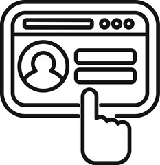 Poster - Finger tapping on a tablet screen with a user profile and input fields, completing an online form
