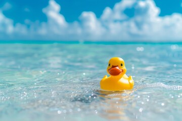 Wall Mural - rubber duck in the sea, summer vacations concept.