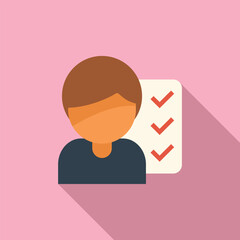 Poster - young manager is working on a project and checking off tasks on a checklist