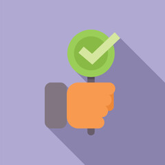 Sticker - Hand is holding a green check mark sign representing a correct choice or decision making