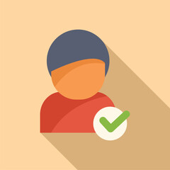 Poster - illustration of a person getting verified with a green check mark, symbolizing validation and approv