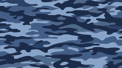 Wall Mural - Simple Camouflage seamless pattern in Dark blue. Military camouflage. illustration formats 4K UHD
