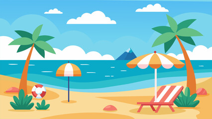 Wall Mural - Summer beach scene banner design background