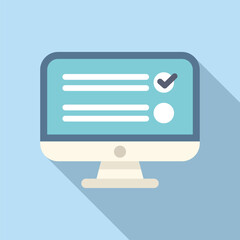 Poster - modern desktop computer displaying completed online checklist on blue background
