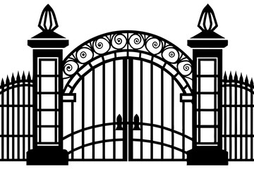 Poster - Metal gate modern blacksmithing silhouette vector