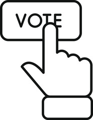 Poster - Hand pressing a vote button with index finger, online voting and digital democracy concept