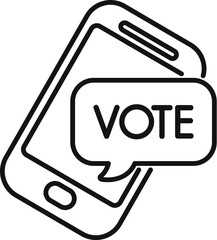 Poster - Smartphone is showing a speech bubble containing the word vote, a concept for online voting