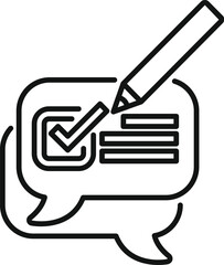 Poster - simple icon of a pencil checking off a to do list in a speech bubble, perfect for representing task 