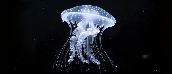 Canvas Print - Medusa-shaped jellyfish spreading its delicate tentacles, filtering the ocean's currents for food