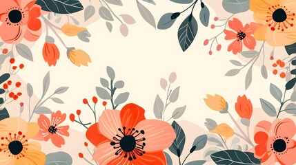 Wall Mural - flower background for design. Vector design templates in simple modern style with copy space for text, flowers and leaves - wedding invitation backgrounds and frames, social media stories wallpapers.