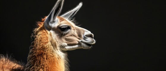 Wall Mural - Llama, showcasing its thick fur and unique facial features, a beloved animal in wildlife