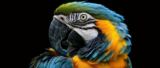 Wall Mural - A macaw, showcasing its colorful plumage and unique beak, a stunning sight in nature