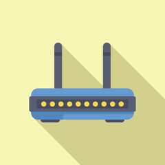 Sticker - Blue wifi router with two antennas providing strong wireless signal for internet connection