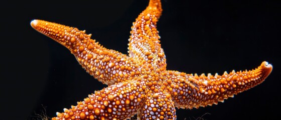 Wall Mural - Starfish resting gracefully on the sandy seabed, its distinctive arms radiating from a central body in vibrant ocean hues