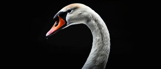 Wall Mural - Swan, a symbol of beauty with its white plumage and elegant posture, thriving in serene water landscapes