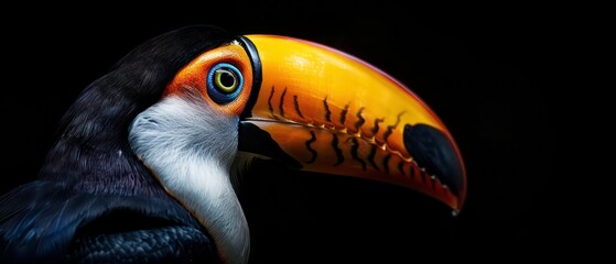 Wall Mural - Exotic bird with vibrant plumage and a distinctive oversized beak, native to tropical forests, especially in Brazil