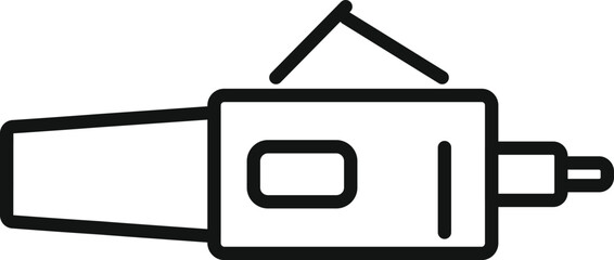 Poster - simple icon of a fiber optic cable splicing machine being used to install optical fiber