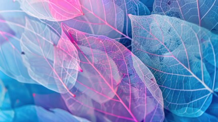Wall Mural - Macro leaves background texture blue. beautiful artistic image of nature