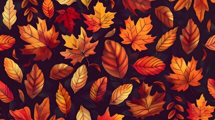 Wall Mural - Autumn Leaves seamless pattern.
