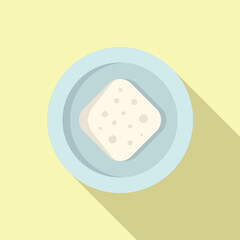 Sticker - Minimalist icon of a square piece of tofu lying on a plate, promoting a healthy vegan lifestyle