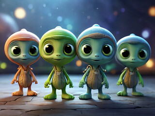 Wall Mural - Little Green Aliens