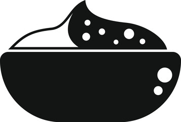 Wall Mural - Black and white icon of a bowl overflowing with chocolate chip cookie dough