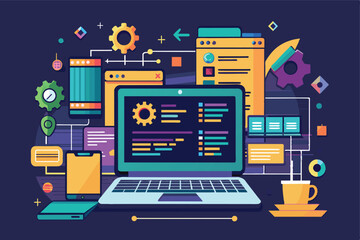 Software engineering coding on the laptop screen