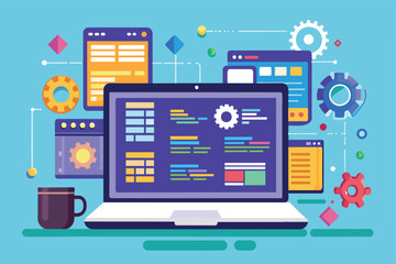 Software engineering coding on the laptop screen
