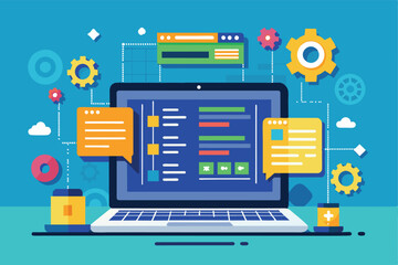 Software engineering coding on the laptop screen
