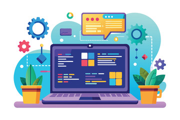 Software engineering coding on the laptop screen