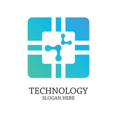 Wall Mural - Technology logo design simple concept Premium Vector