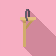 Sticker - Flat design icon of a wooden crutch with a belt, providing stability and support for rehabilitation