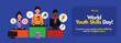 © Sabeen - World Youth Skills Day. 15th July World Youth skills day cover banner with three young people using smartphones. The day is celebrated for the strategic importance of equipping young people with skill