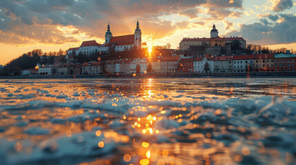 Bratislava, Slovakia city skyline created with Generative AI technology