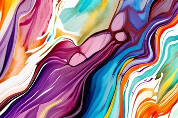 Wall Mural - Closeup of abstract watercolor paint background texture with liquid fluid marbled paper texture banner texture. Generative AI (생성형 AI)