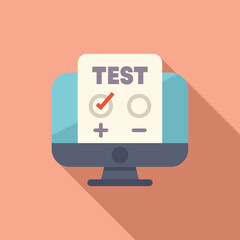 Poster - computer screen showing online test with check mark, concept for e learning, online education and di