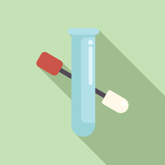 Poster - Laboratory glassware test tube being sampled with cotton swab icon