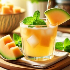 Wall Mural - melon fruit juice, healthy vitamin c for body