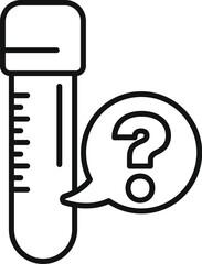 Poster - line art icon of a test tube with a question mark inside a speech bubble, representing uncertainty i