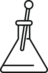 Poster - Line art icon of a conical flask with a stirrer mixing a liquid substance