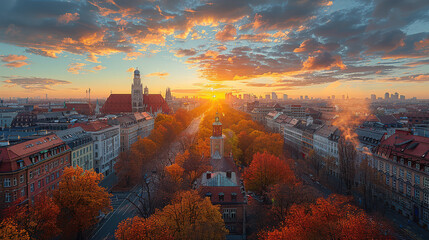 Wall Mural - Munich, Germany city skyline created with Generative AI technology