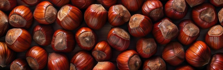 Nutty Delight: Creative Top-View Background Banner of Seamless Chestnut Pattern for Wallpaper and Texture