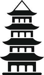 Canvas Print - Black silhouette of a multi tiered pagoda, a traditional japanese building, symbolizing cultural heritage and architectural beauty