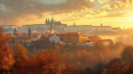 Wall Mural - Typical scene Prague, Czech Republic city skyline