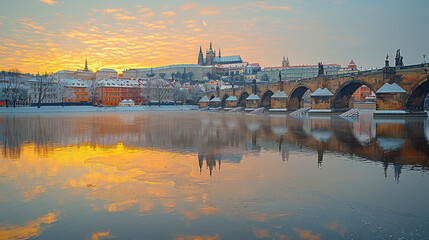 Wall Mural - Typical scene Prague, Czech Republic city skyline