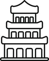 Wall Mural - Line art icon of a pagoda, a tiered tower typical of eastern architecture